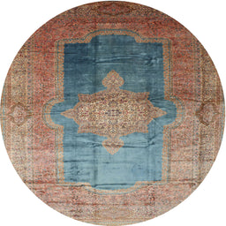 Round Traditional Sienna Brown Medallion Rug, tr17