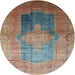 Round Traditional Sienna Brown Medallion Rug, tr17