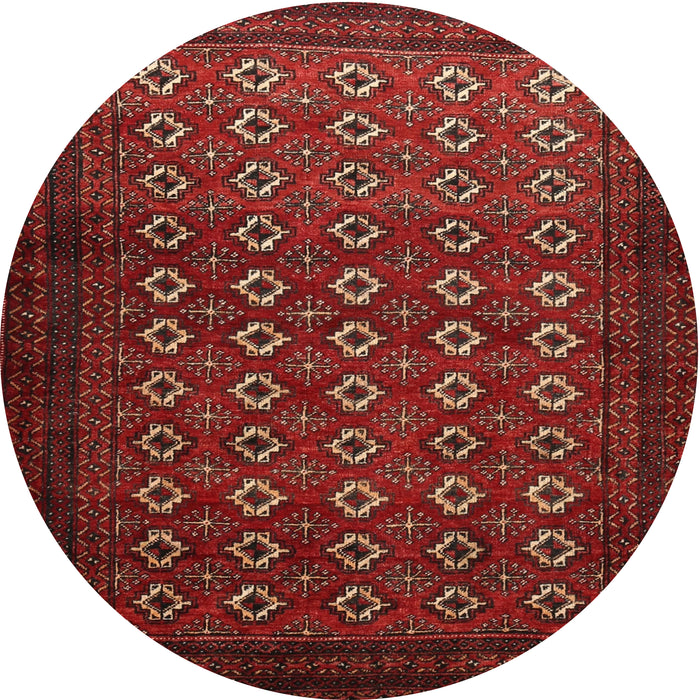 Round Traditional Brown Red Persian Rug, tr1805