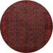 Round Traditional Cranberry Red Persian Rug, tr1813