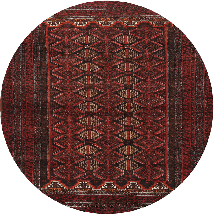 Round Traditional Crimson Red Persian Rug, tr1816