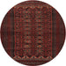 Round Traditional Crimson Red Persian Rug, tr1816