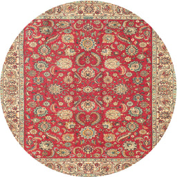 Square Machine Washable Traditional Red Rug, wshtr181