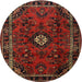 Round Traditional Dark Sienna Brown Persian Rug, tr1825