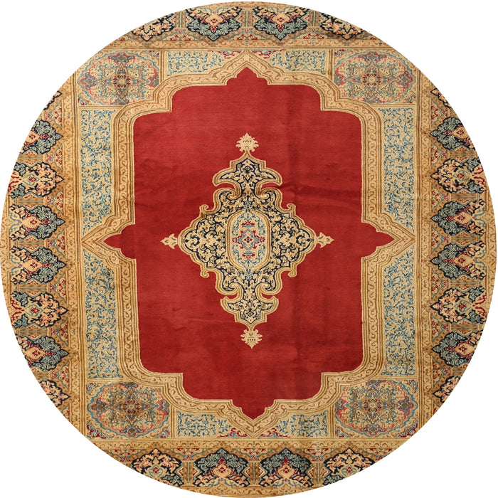 Round Traditional Gold Medallion Rug, tr1826