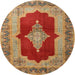 Round Traditional Gold Medallion Rug, tr1826