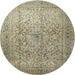 Round Traditional Dark Green Persian Rug, tr1827