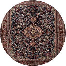 Round Traditional Dark Almond Brown Medallion Rug, tr1828