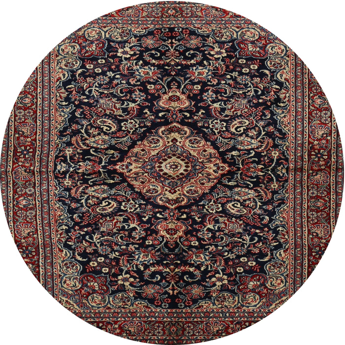 Round Traditional Dark Almond Brown Medallion Rug, tr1828