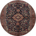 Round Traditional Dark Almond Brown Medallion Rug, tr1828