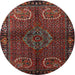 Round Traditional Brown Persian Rug, tr1830