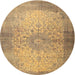 Round Traditional Orange Medallion Rug, tr1834