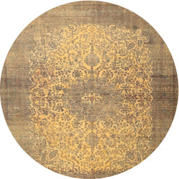 Square Machine Washable Traditional Orange Rug, wshtr1834