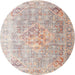 Round Traditional Desert Sand Beige Persian Rug, tr1835