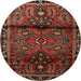 Round Traditional Sienna Brown Persian Rug, tr1839