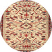 Round Traditional Chestnut Red Animal Rug, tr1841