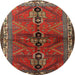 Round Traditional Red Persian Rug, tr1843