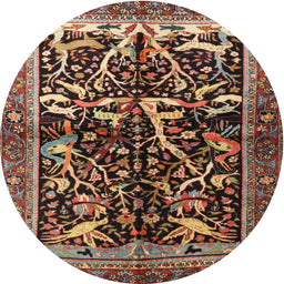 Square Machine Washable Traditional Orange Brown Rug, wshtr1844