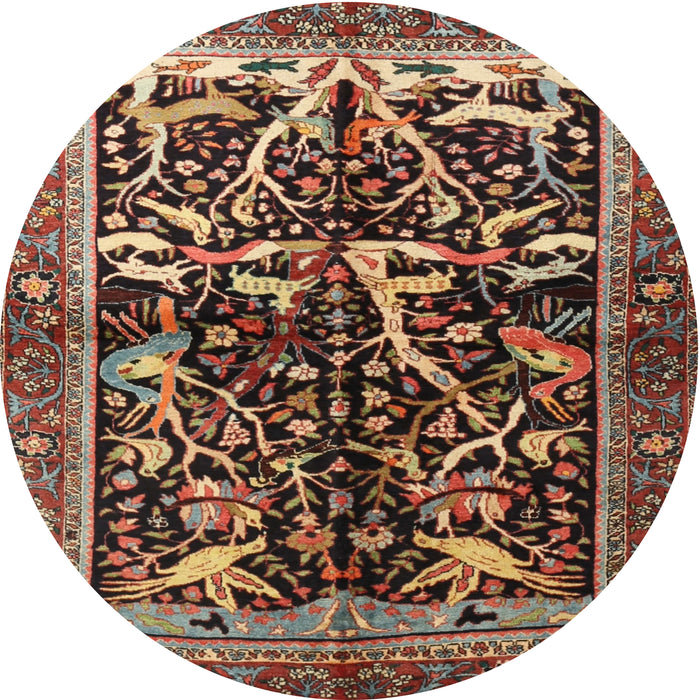 Round Traditional Orange Brown Persian Rug, tr1844