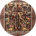 Round Traditional Orange Brown Persian Rug, tr1844