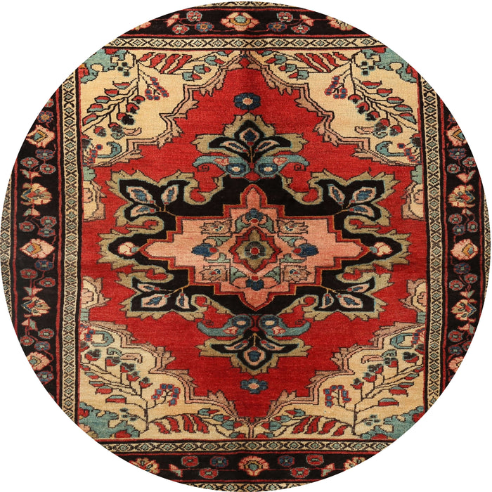 Round Traditional Maroon Red Persian Rug, tr1845