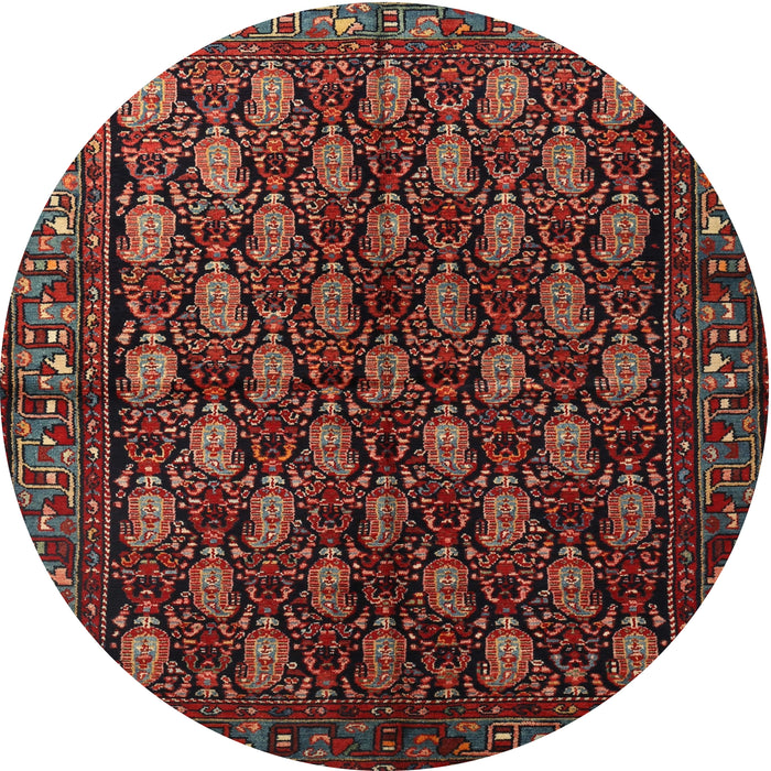 Round Traditional Saffron Red Persian Rug, tr1846