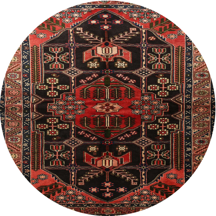Round Traditional Sienna Brown Persian Rug, tr1847