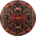 Round Traditional Sienna Brown Persian Rug, tr1847