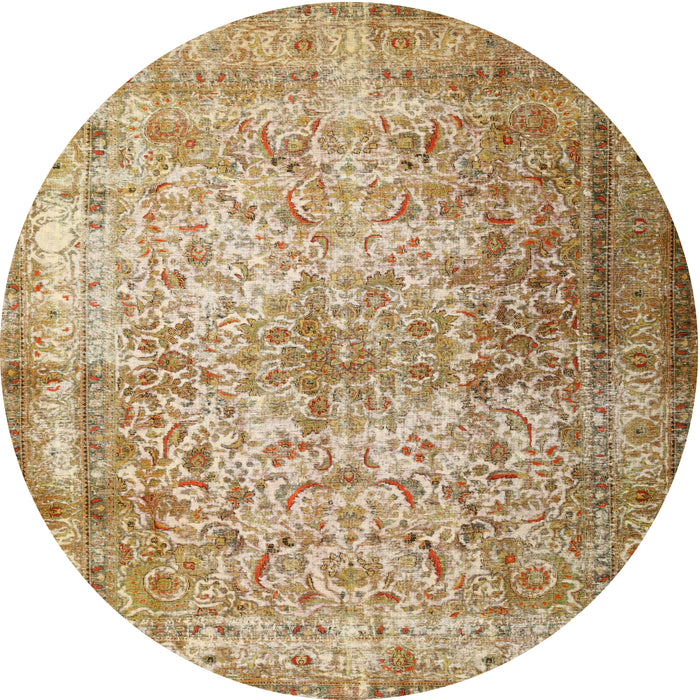 Round Traditional Light Brown Persian Rug, tr1848