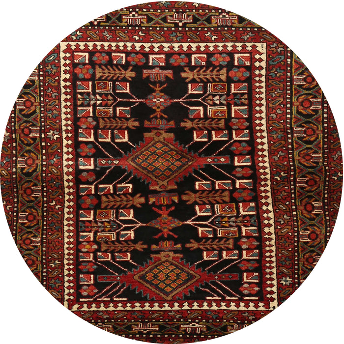 Round Traditional Dark Sienna Brown Persian Rug, tr1849