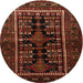 Round Traditional Dark Sienna Brown Persian Rug, tr1849