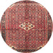 Round Traditional Orange Salmon Pink Persian Rug, tr184