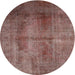 Round Traditional Chestnut Brown Persian Rug, tr1851