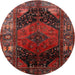 Round Traditional Chestnut Brown Persian Rug, tr1859