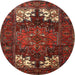 Round Traditional Sienna Brown Persian Rug, tr1860