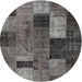 Round Traditional Gray Patchwork Rug, tr1862