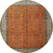 Round Traditional Dark Almond Brown Persian Rug, tr1864