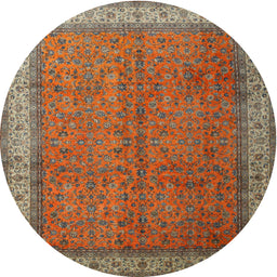 Square Machine Washable Traditional Dark Almond Brown Rug, wshtr1864
