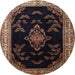 Round Traditional Chocolate Brown Medallion Rug, tr1865