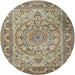 Round Traditional Brown Medallion Rug, tr1868