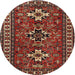 Round Traditional Cranberry Red Persian Rug, tr1869