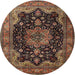 Round Traditional Red Persian Rug, tr1871