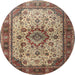 Square Machine Washable Traditional Brown Green Rug, wshtr1873