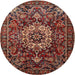 Square Machine Washable Traditional Saffron Red Rug, wshtr1874