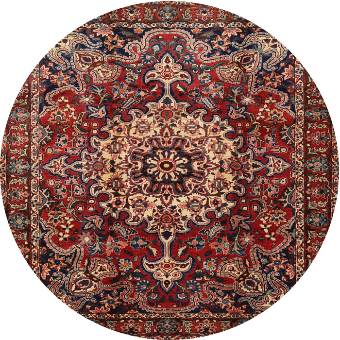 Round Traditional Saffron Red Persian Rug, tr1874