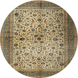 Square Machine Washable Traditional Red Brown Rug, wshtr1875