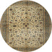 Round Traditional Reddish Brown Persian Rug, tr1875
