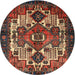 Square Machine Washable Traditional Dark Almond Brown Rug, wshtr1878