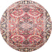 Round Traditional Cherry Red Persian Rug, tr187