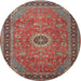 Round Traditional Fire Brick Red Persian Rug, tr1884